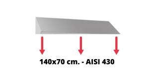 IN-699.70.14.430 Tetto inclinato in acciaio inox AISI 430 dim. 140x70 cm. per armadio IN-690.14.70.430