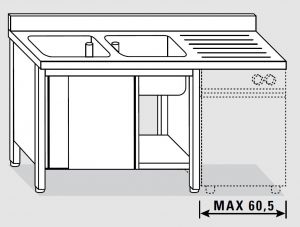 EU01911-20 lavatoio armadio per lavast. ECO cm 200x60x85h  2v e sg dx - porte scorrevoli