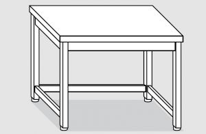 EUG2208-13 tavolo su gambe ECO cm 130x80x85h-piano liscio - telaio inferiore su 3 lati