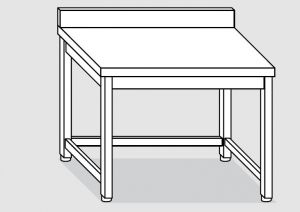 EUG2218-05 tavolo su gambe ECO cm 50x80x85h-piano con alzatina - telaio inferiore su 3 lati