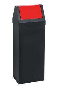 T790067 Contenitore basculante metallo nero sportello rosso 50 litri