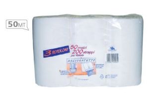 TGD005 Nr 3 rotoli carta asciugatutto 50 metri (confezione da 4 pezzi)